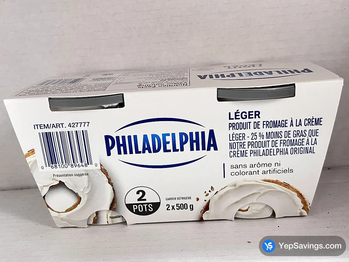 Costco PHILADELPHÍA LIGHT CREAM CHEESE 2 x 500 g - Canada (ITM 427777)