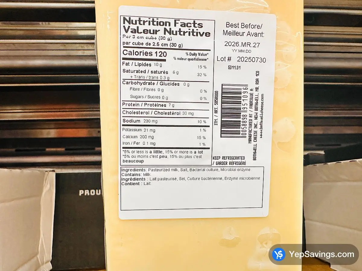 Costco BOTHWELL OLD CHEDDAR 1 kg - Canada (ITM 5058000)