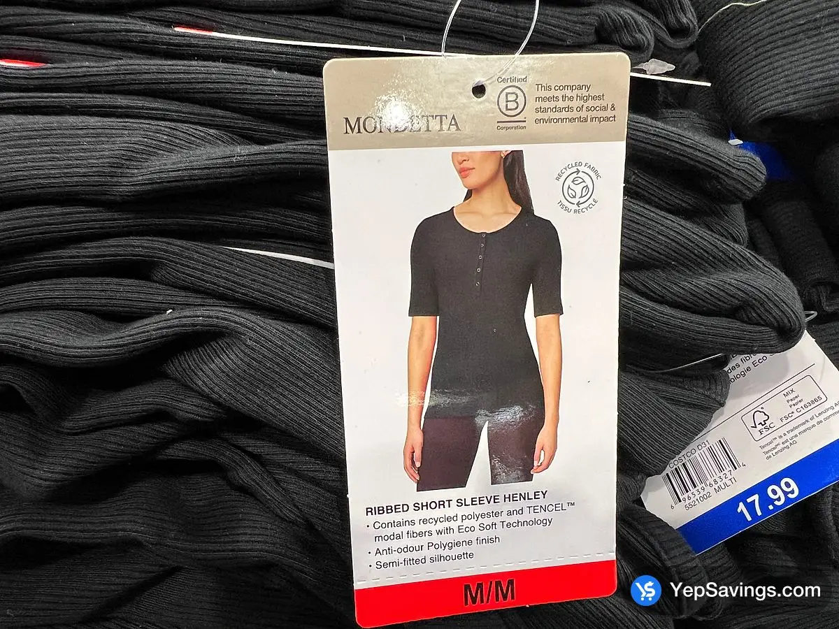 MONDETTA HENLEY TOP + LADIES SIZES S - XXL ITM 5521004 at Costco