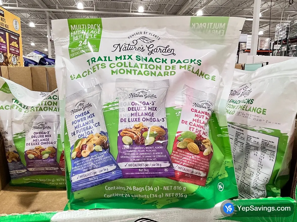 NATURE'S GARDEN TRAIL MIX SNACK PACKS 24 x 34 g ITM 1086253 at Costco