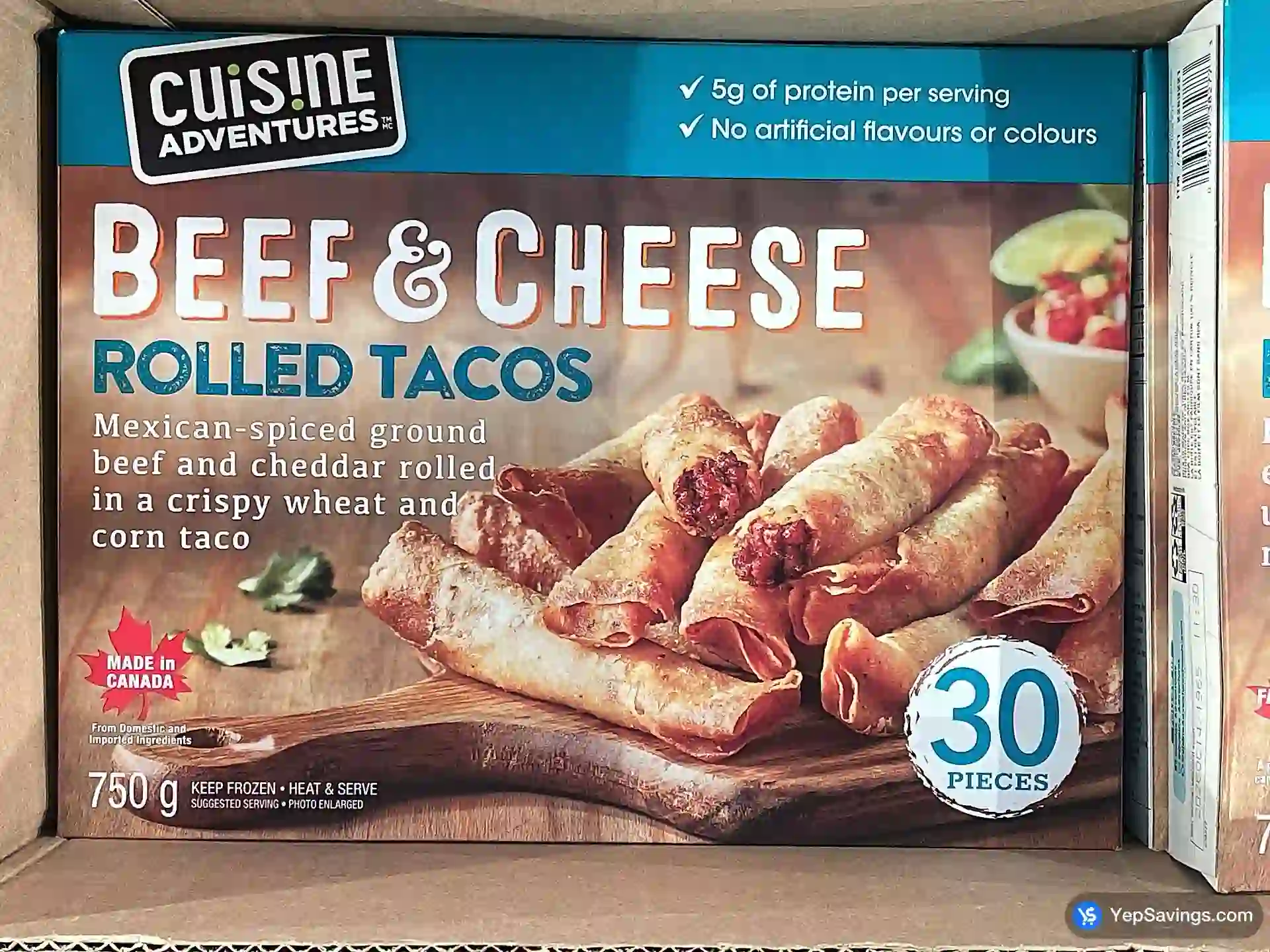 Costco CUISINE ADVENTURES BEEF & CHZ ROLLED TACO 750 g 30pc - Canada (ITM 2253221)