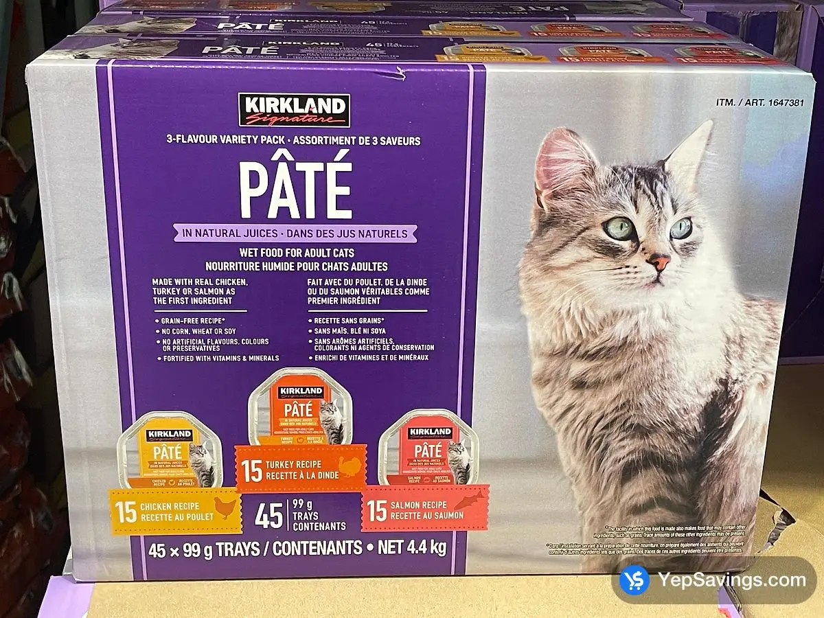 Costco KIRKLAND SIGNATURE WET CAT PATE VARIETY 45 x 100 g - Canada (ITM 1647381)