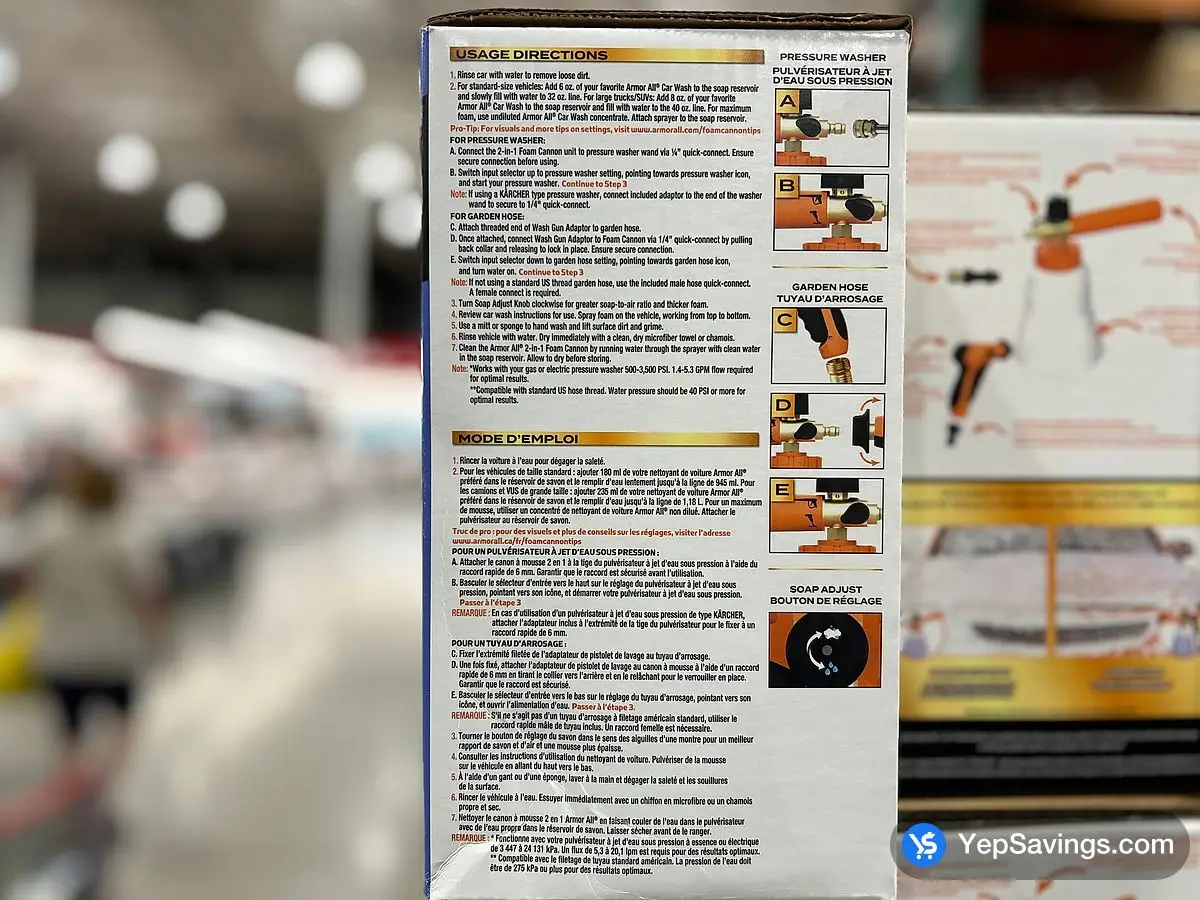 Costco ARMOR ALL FOAM CANNON KIT WITH 1.48L SNOW FOAM - Canada (ITM 1799868)