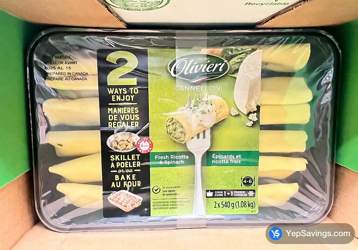 OLIVIERI SPINACH & RICOTTA CANNELLONI 2 x 540 g ITM 1528788 at Costco