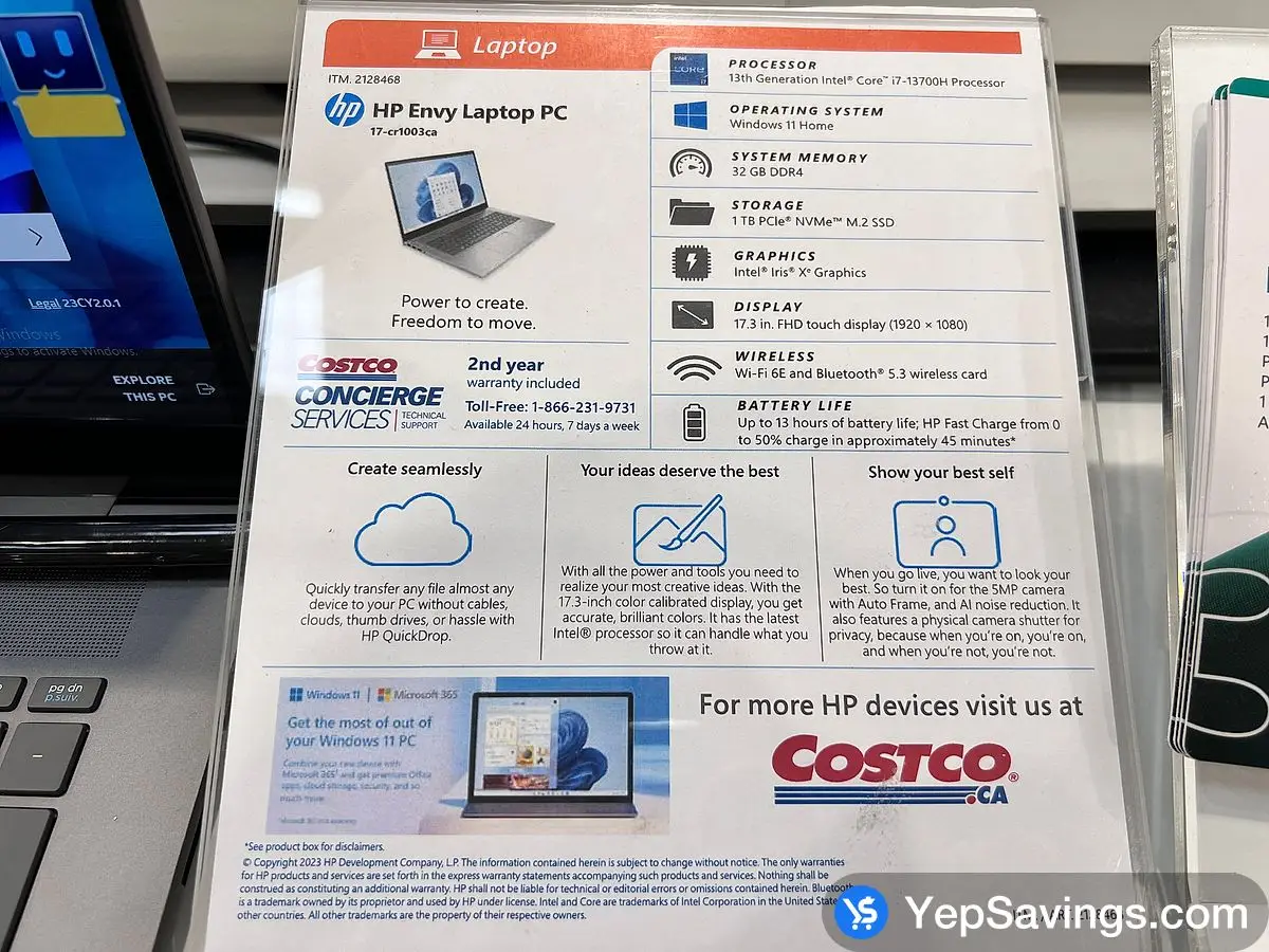 HP ENVY 17.3IN LAPTOP COMPUTER 17 - cr1003ca ITM 2128468 at Costco