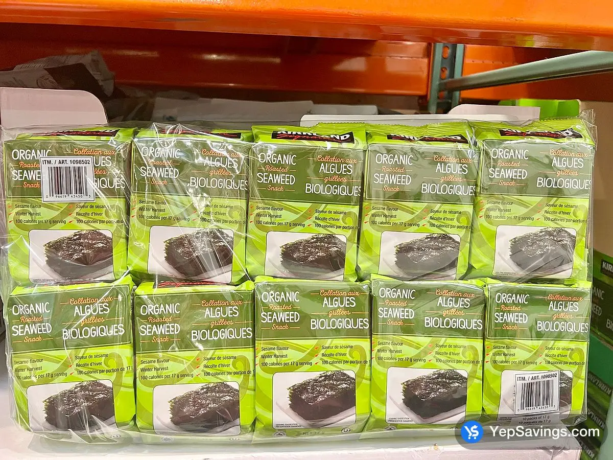 Costco KIRKLAND SIGNATURE ORGANIC SEAWEED ROASTED 10 x 17 g - Canada (ITM 1098502)