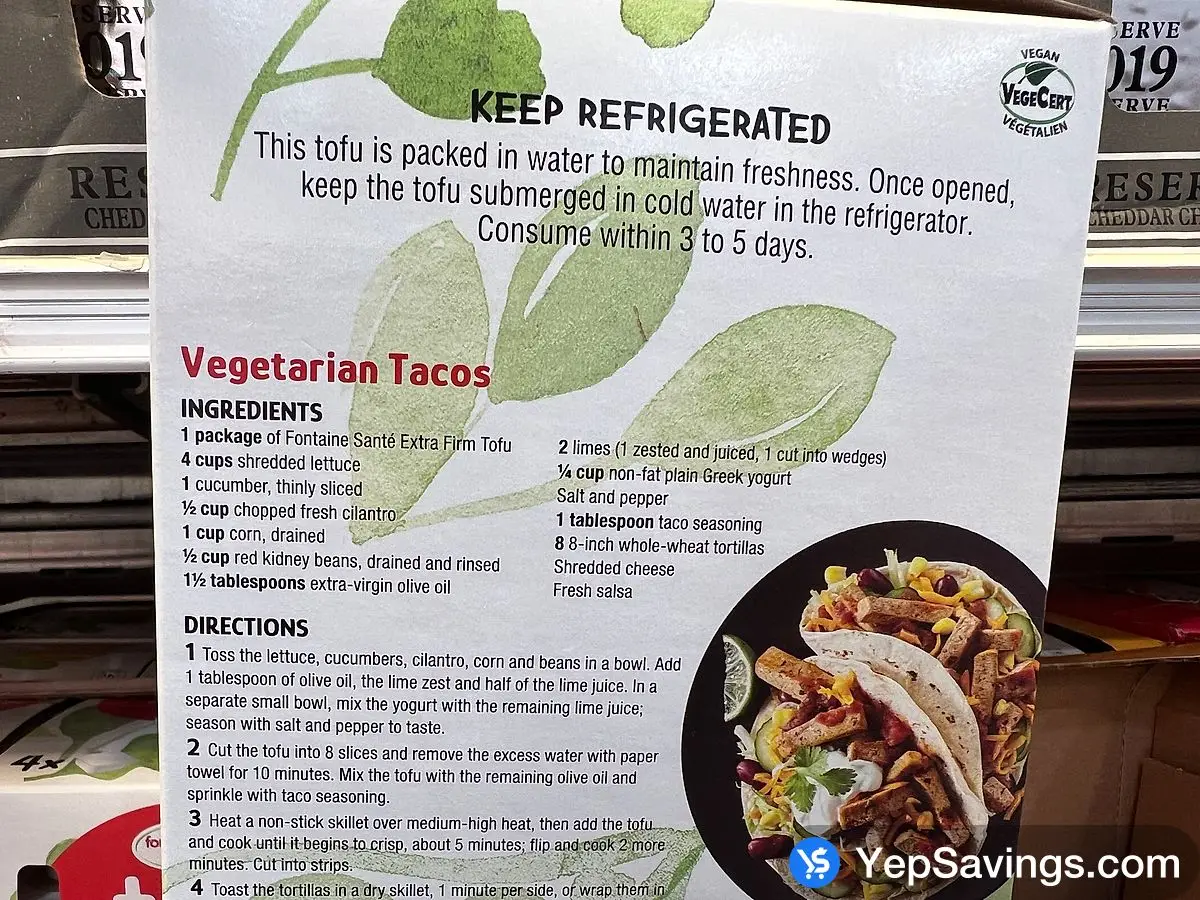 Costco FONTAINE SANTE EXTRA FIRM TOFU 4 x 400 g - Canada (ITM 1389723)