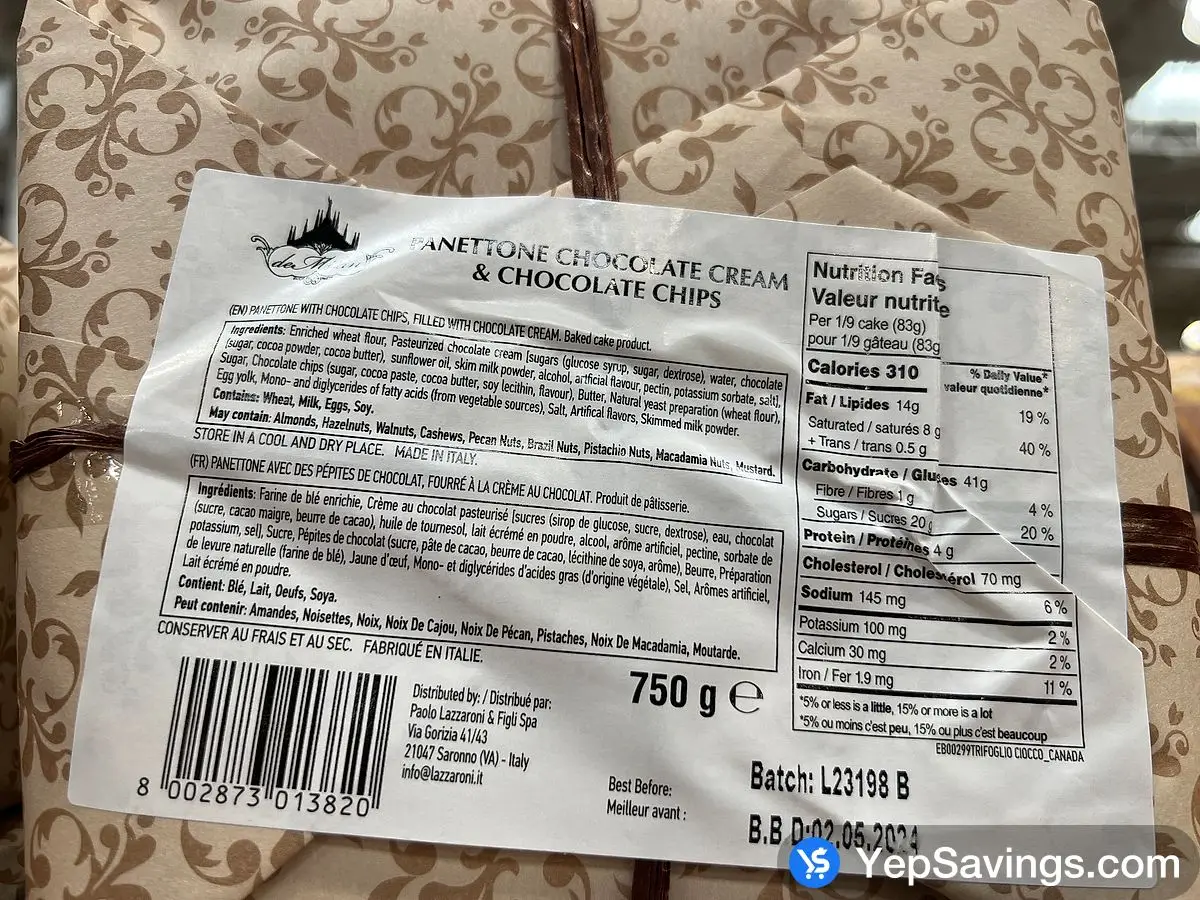 Costco PANETTONE CHOCOLATE DE MILAN 750 g - Canada (ITM 1655110)