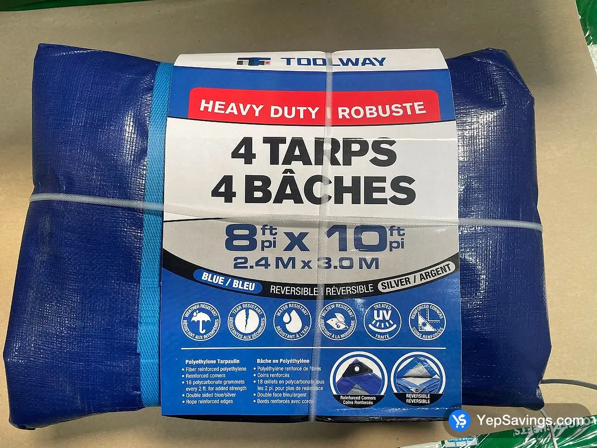 TOOLWAY TARPS 8 FT X 10 FT 4 PACK ITM 1772695 at Costco