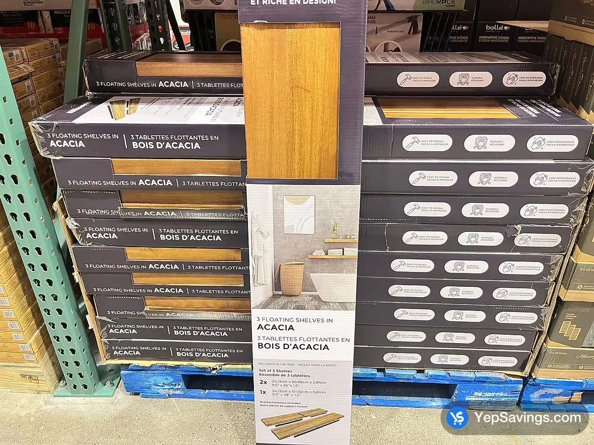 Costco ACACIA FLOATING SHELVES PACK OF 3 - Canada (ITM 2555566)