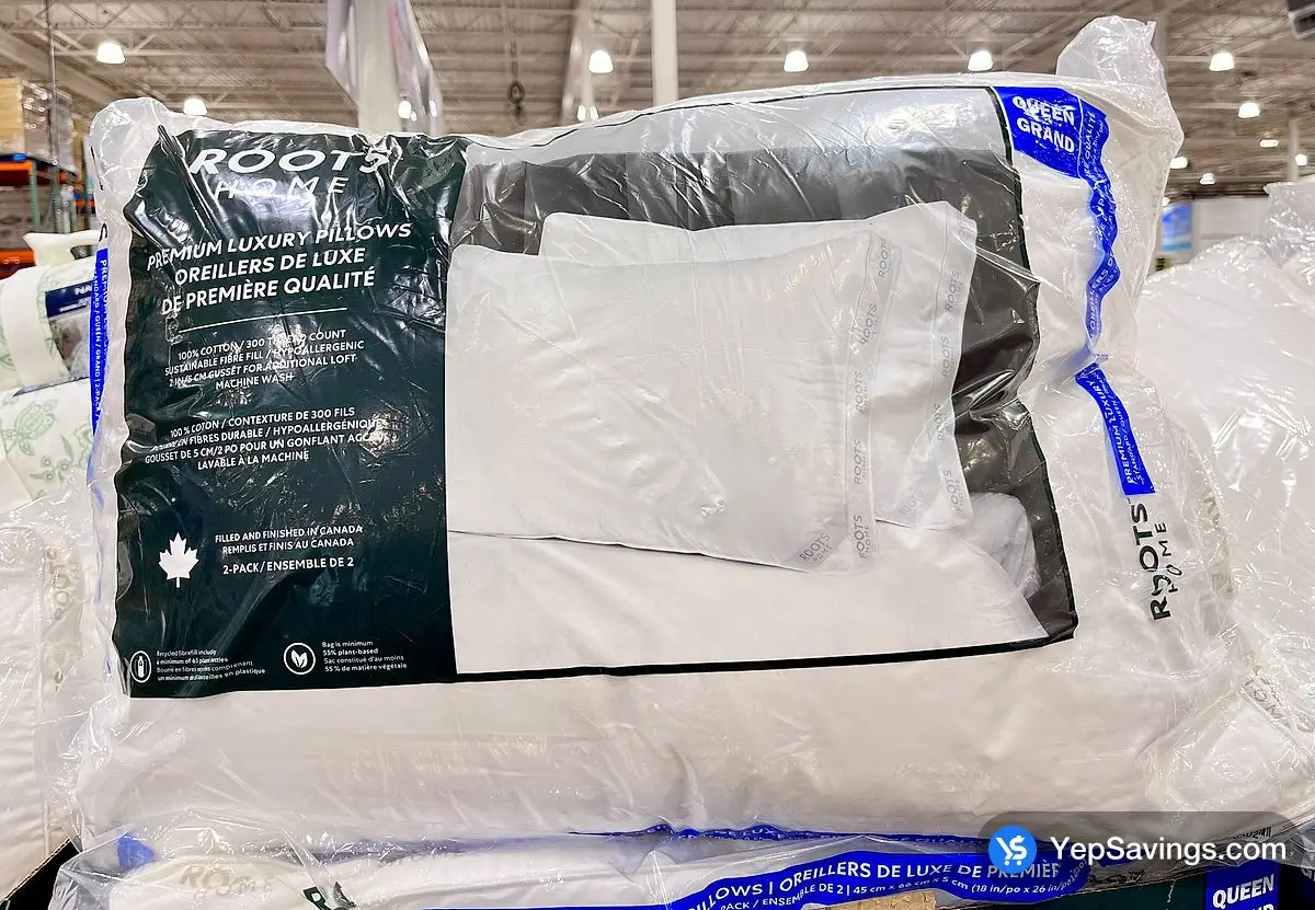 Costco ROOTS HOME QUEEN FIBERFILL PILLOW 18 " X 26 " X 2 " - 2PK - Canada (ITM 8007503)