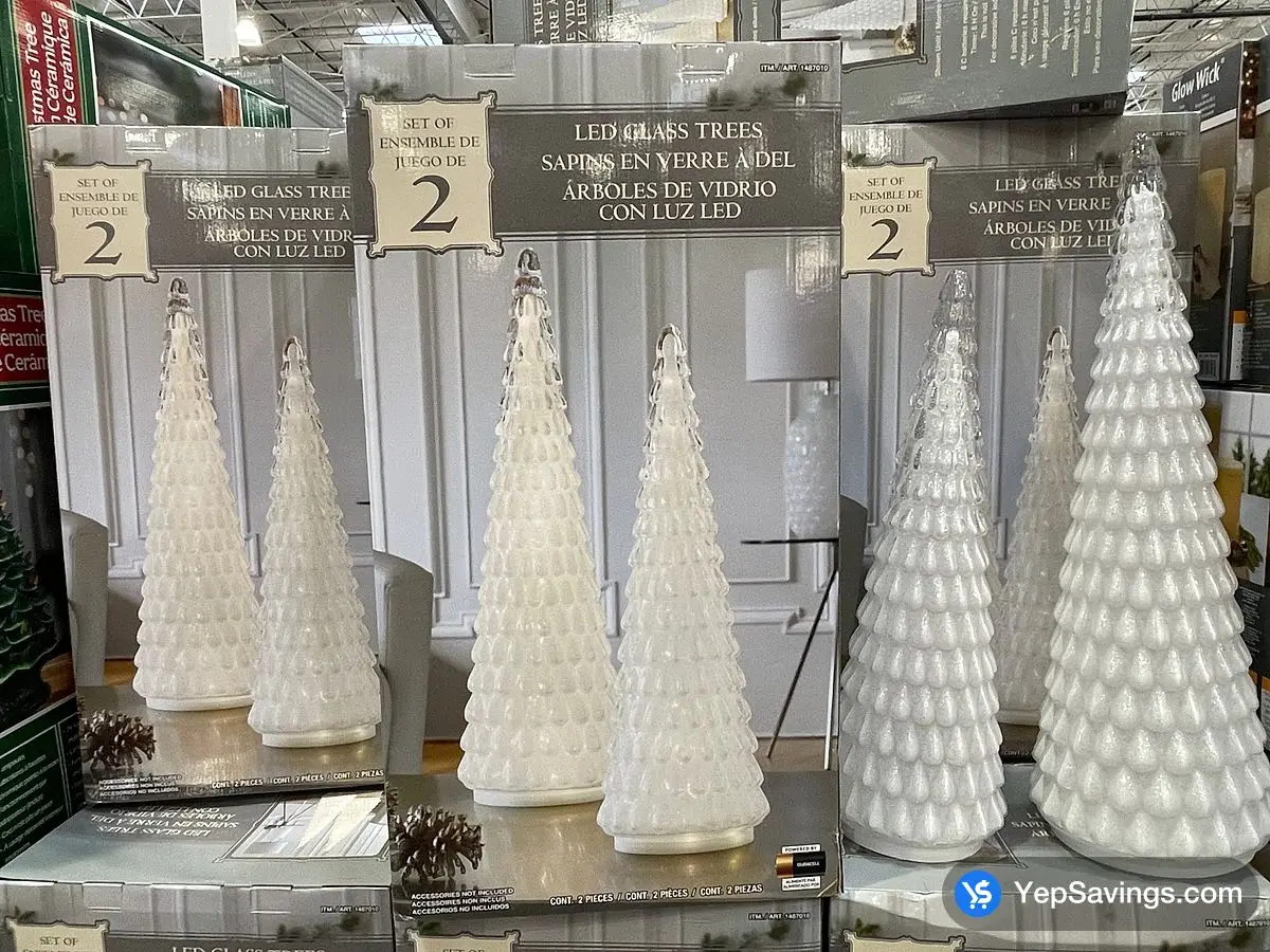 Costco LED GLASS TREES SET OF 2 INDOOR ONLY - Canada (ITM 1487010)