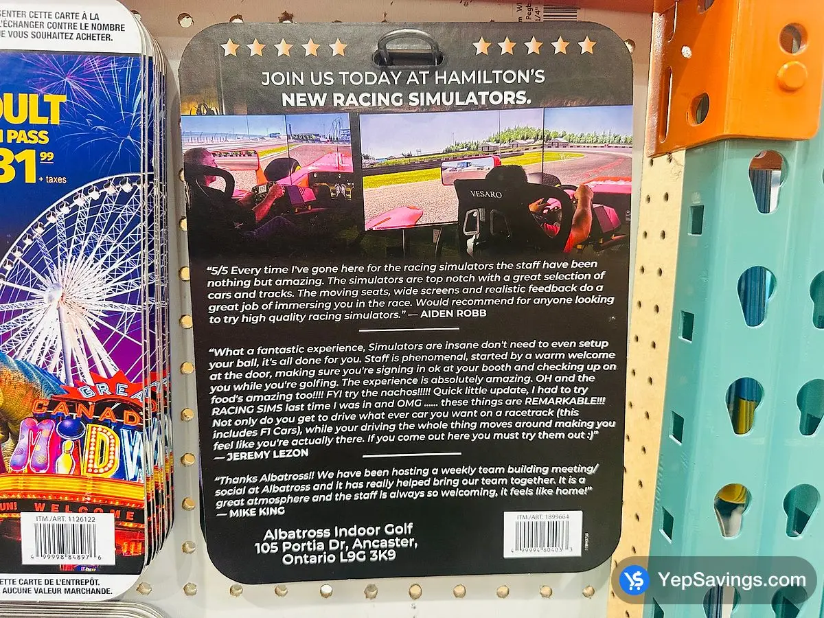 Costco ALBATROSS VR F1 RACING 4 X 30 MINS SESSIONS ITEM IS NON - REFUNDABLE - Canada (ITM 1899664)