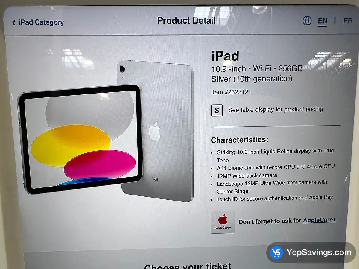 Costco APPLE IPAD 10TH GEN 256GB 10.9 in . Silver - Canada (ITM 2323121)