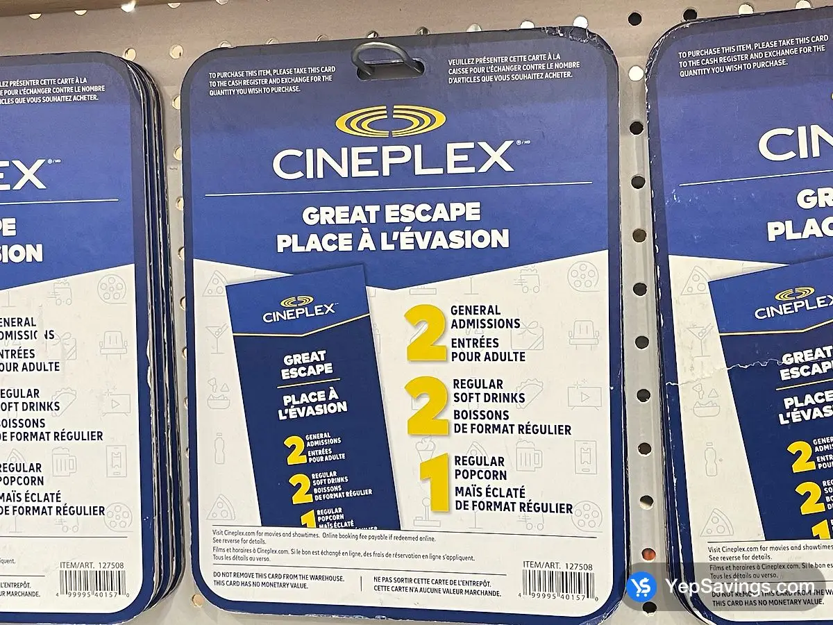 Costco CINEPLEX GREAT ESCAPE 2 ADULTS MOVIE PACKAGE - Canada (ITM 127508)