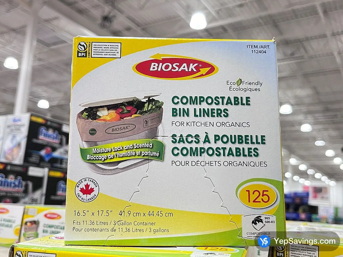 Costco BIOSAK COMPOSTABLE LINER BAGS PACK OF 125 - Canada (ITM 112404)