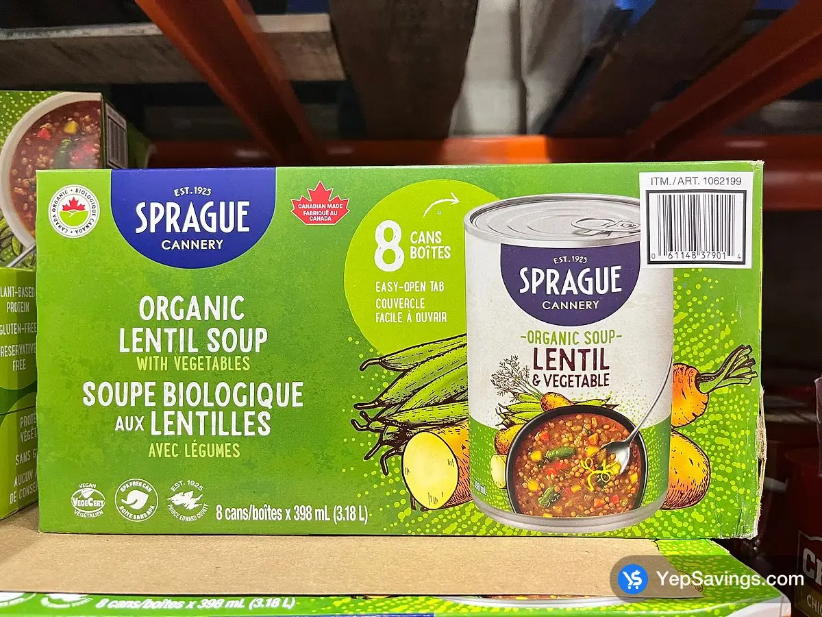 Costco SPRAGUE ORGANIC LENTIL & VEG SOUP 8 X 398 ml - Canada (ITM 1062199)