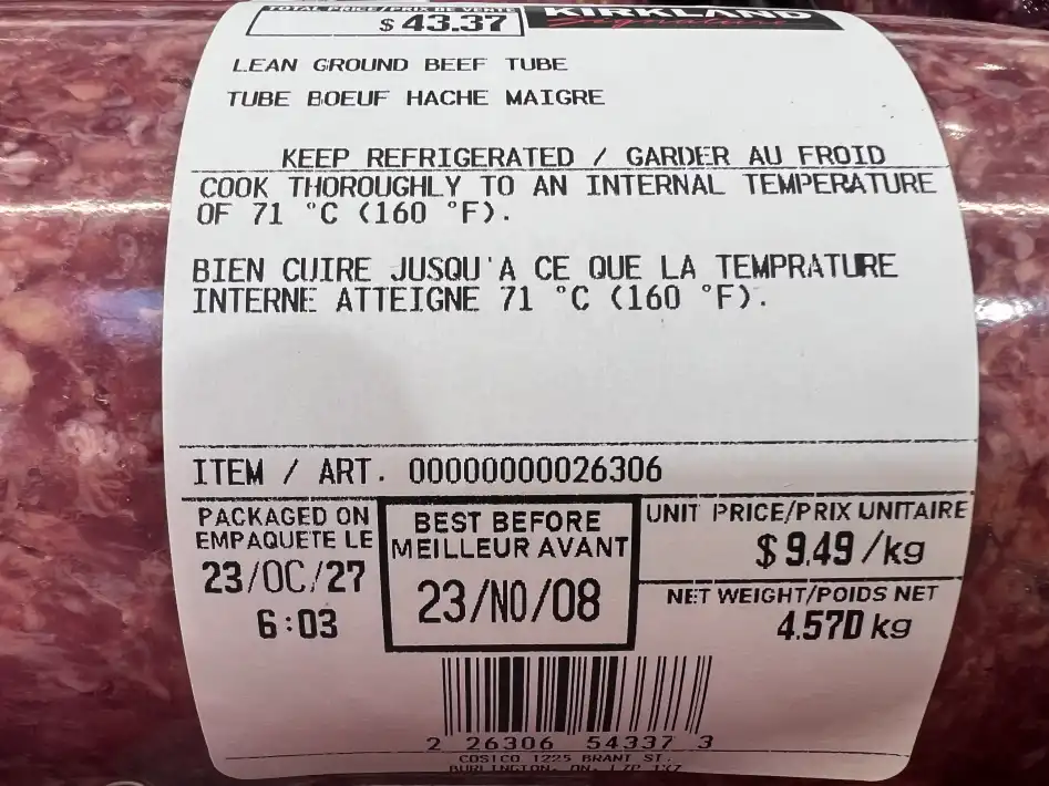 GROUND BEEF TUBE   ITM 26306 at Costco