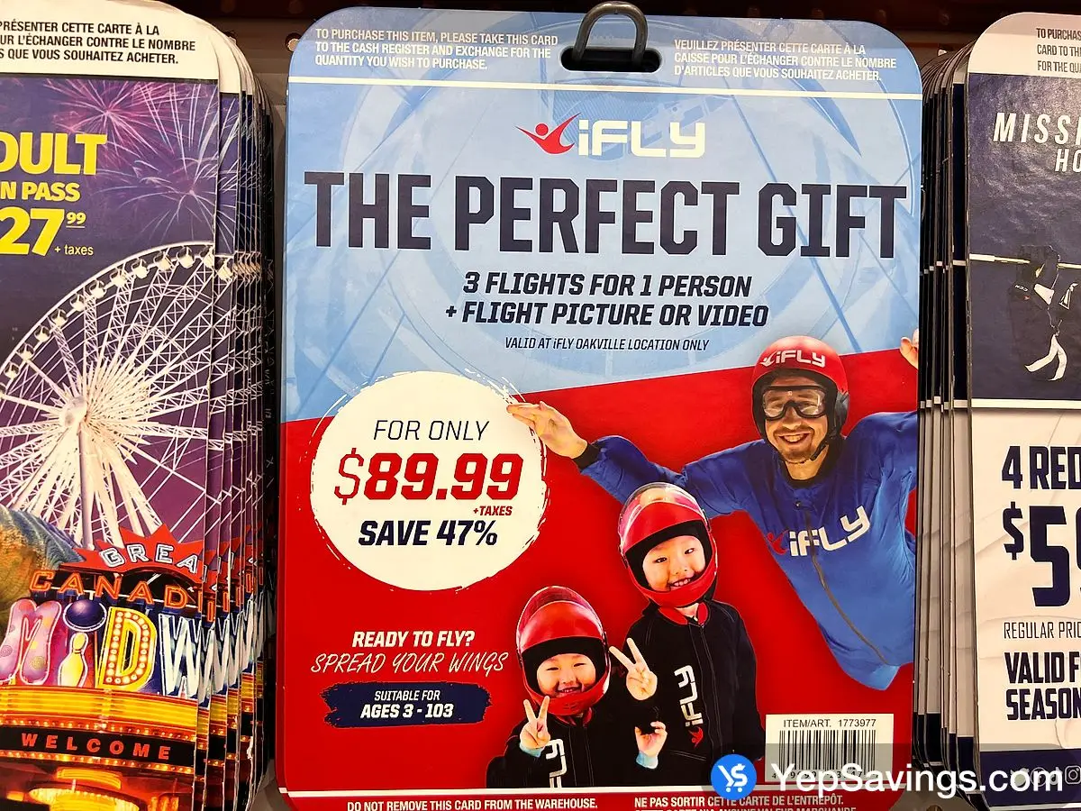 Costco IFLY CANADA ONE PERSON 3 FLIGHTS - Canada (ITM 1773977)