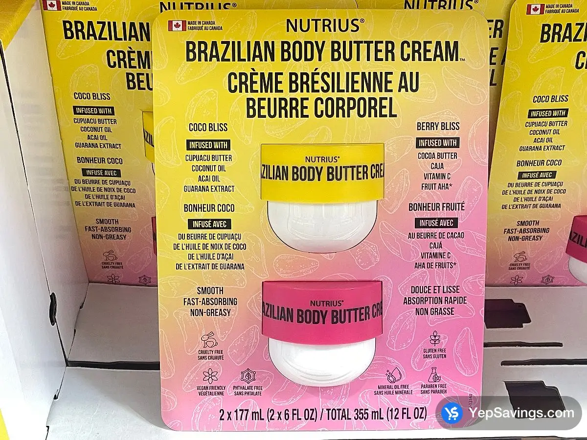 Costco NUTRIUS BRAZILIAN BODY CREAM 2 x 177 mL - Canada (ITM 1886424)