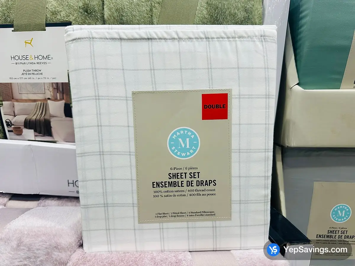 MARTHA STEWART COTTON SHEET SET DOUBLE 6PC ITM 1915200 at Costco