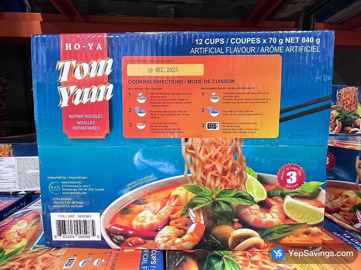 Costco HO - YA TOM YUM RAMEN 12 x 70 g - Canada (ITM 1850369)