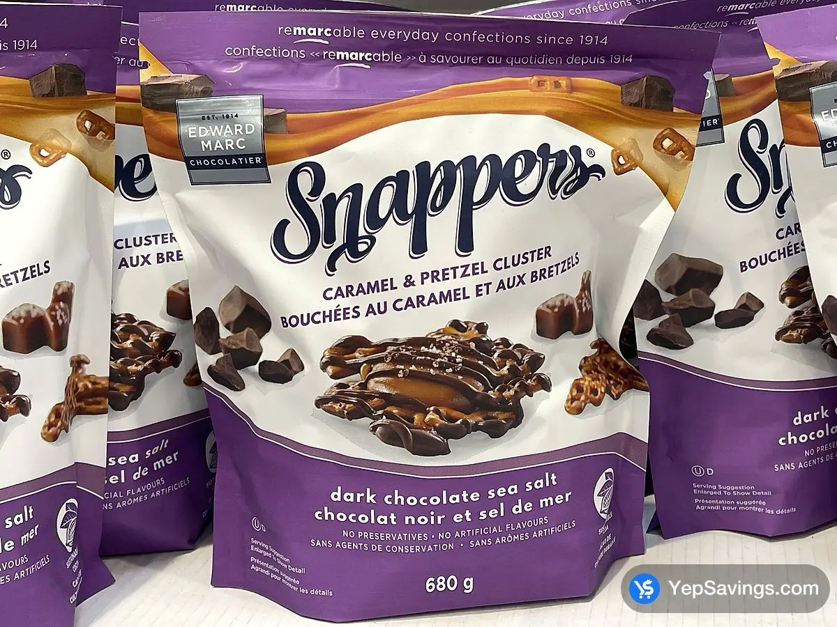 Costco SNAPPERS DARK CHOCOLATE CARAMEL PRETZELS 680 g - Canada (ITM 418737)
