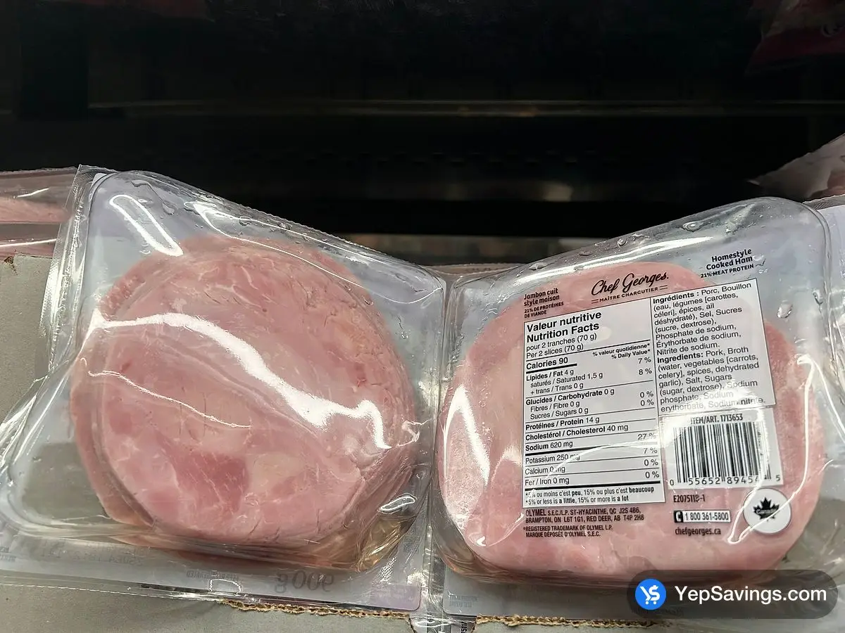 Costco CHEF GEORGES HOMESTYLE COOKED HAM 2 x 450 g - Canada (ITM 1713653)