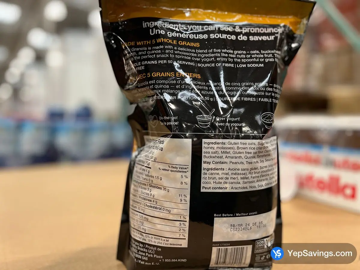 Costco KIND OATS AND HONEY GRANOLA 850 g - Canada (ITM 1779294)