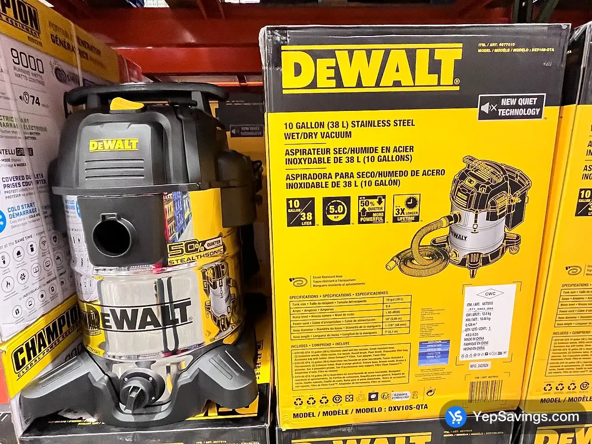 Costco DEWALT QUIET WET / DRY VACUUM 10G / 38L - Canada (ITM 6677010)