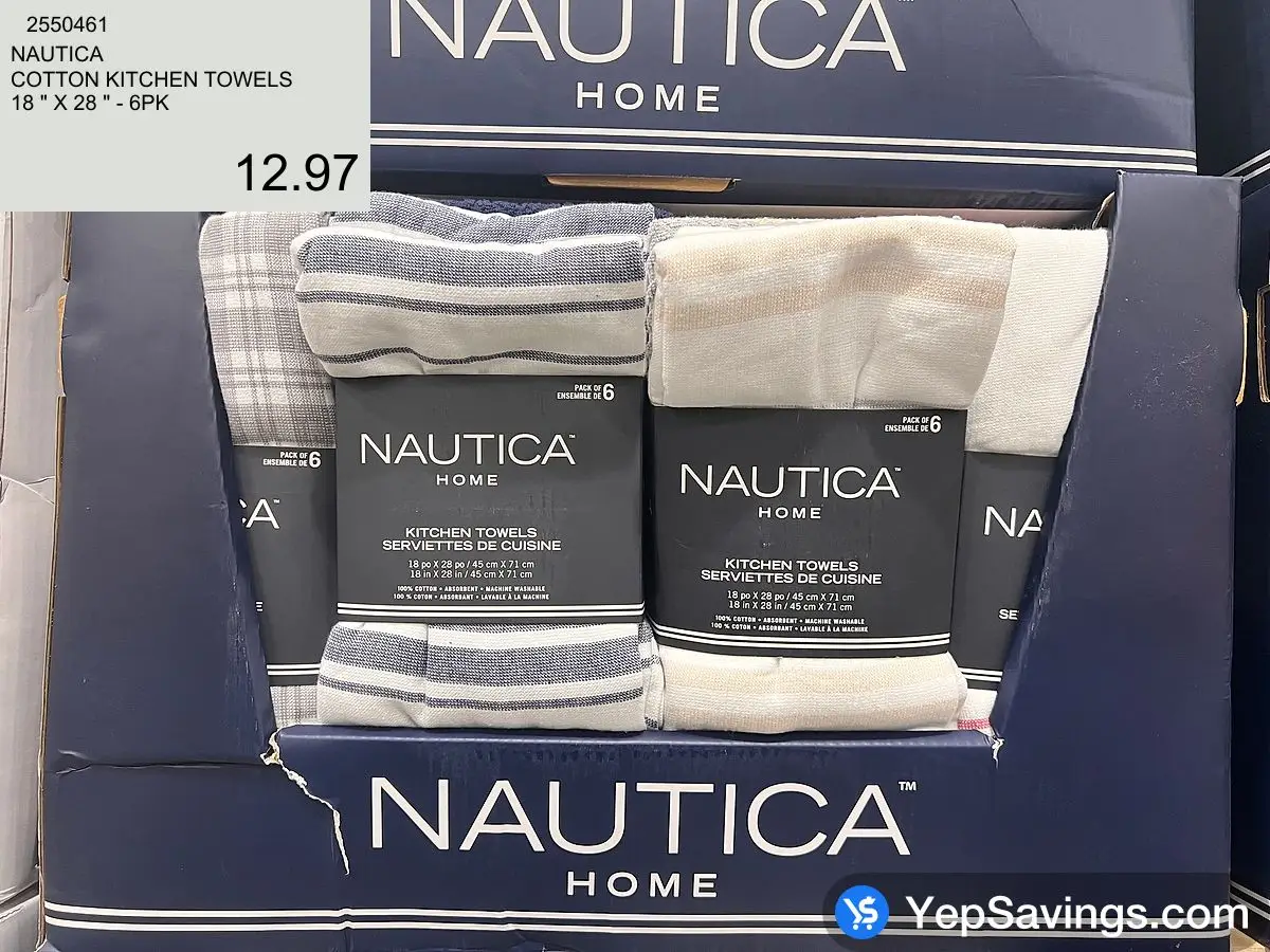 Nautica 100% Cotton Kitchen Towels Set of 3 | 18 X 28 Super Absorbent  Reusable Cleaning Cloths, Tea Towels, Hand Towels for Drying Dishes 