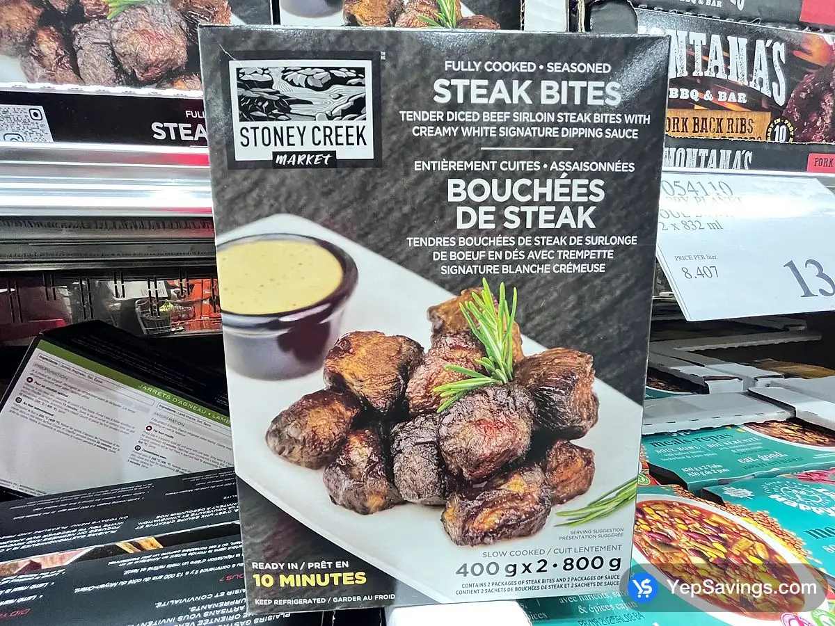 Costco STONEY CREEK MARKET STEAK BITES 2 x 400 g - Canada (ITM 1897989)