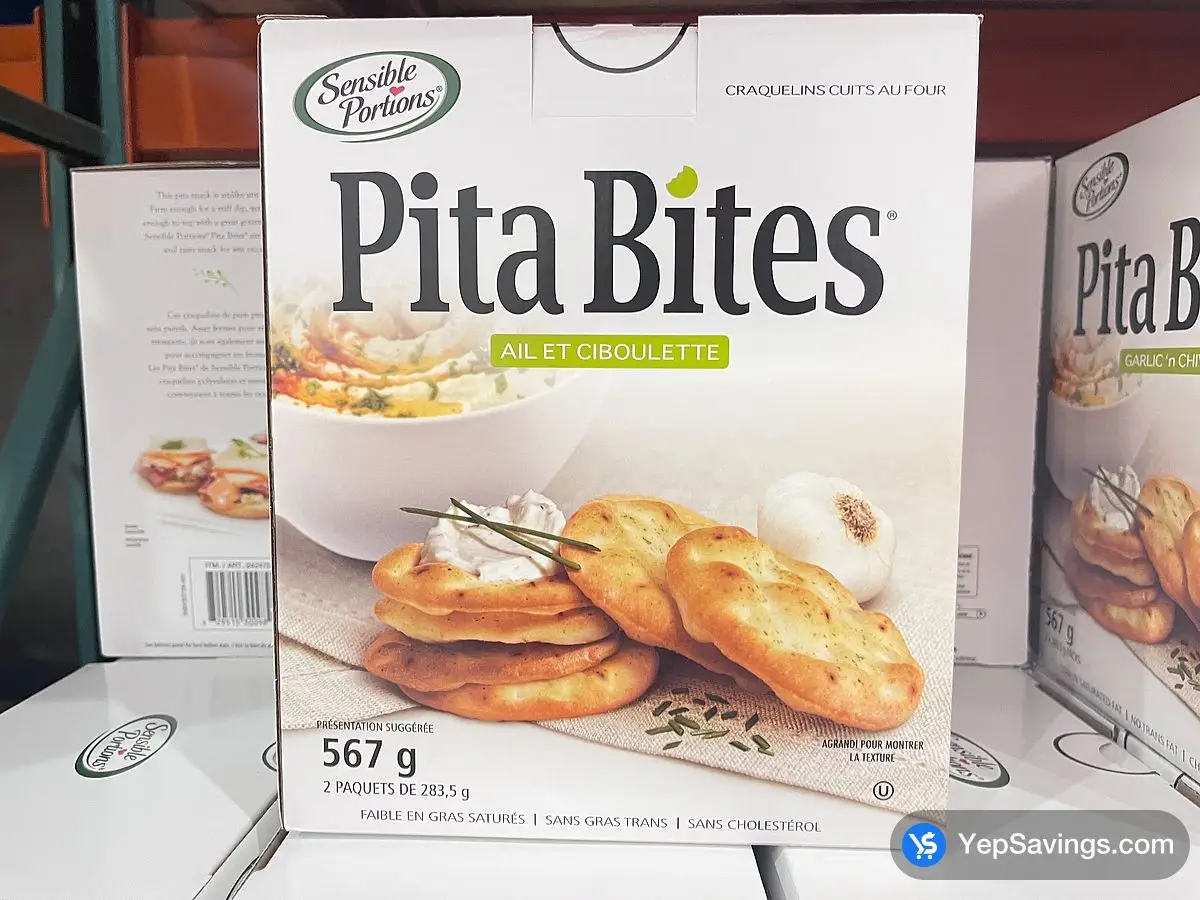 SENSIBLE PORTIONS GARLIC & CHIVE PITA BITES 567 g ITM 242470 at Costco