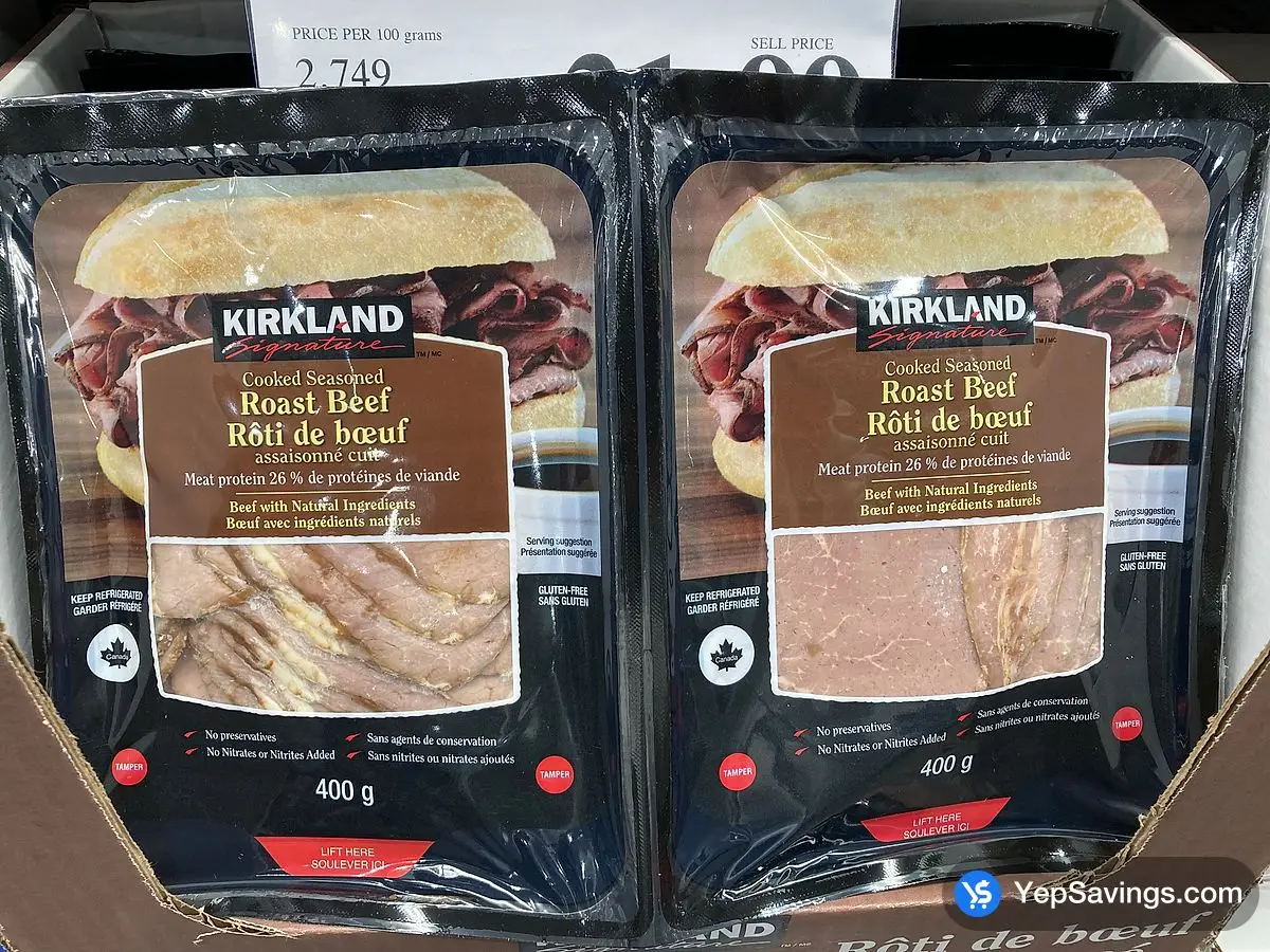 Costco KIRKLAND SIGNATURE SLICED ROAST BEEF 2 x 400 g - Canada (ITM 555105)