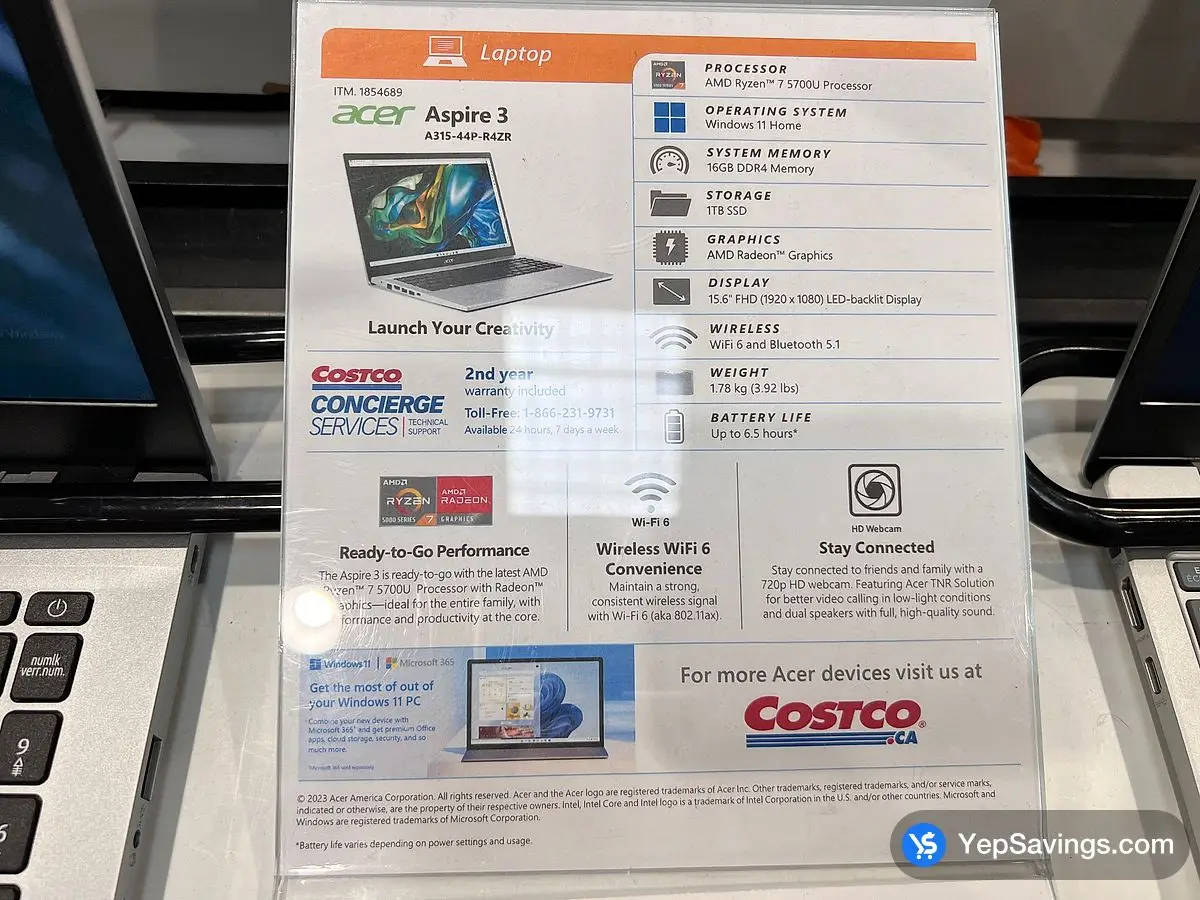 Costco ACER ASPIRE 3 HOT BUY A315-44P - R4ZR - Canada (ITM 1854689)