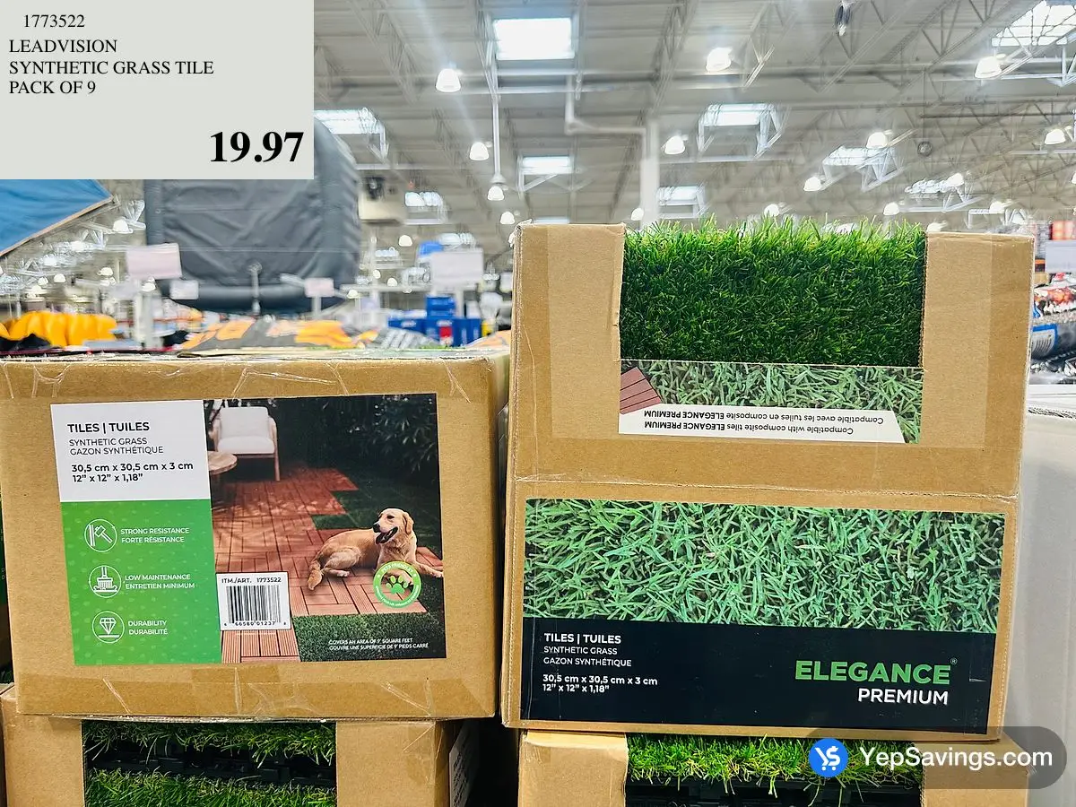 LEADVISION SYNTHETIC GRASS TILE PACK OF 9 at Costco 3180 Laird Rd