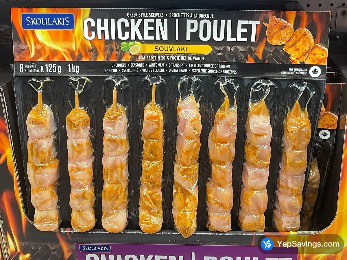 Costco SKOULAKIS GREEK STYLE CHICKEN SOUVLAKI 1kg - Canada (ITM 380848)