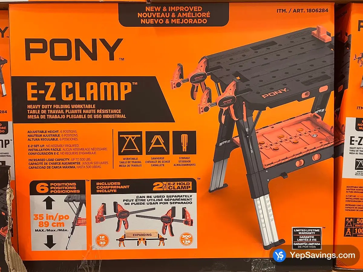 Costco PONY FOLDING WORKTABLE TWO CLAMPS INCLUDED - Canada (ITM 1806284)