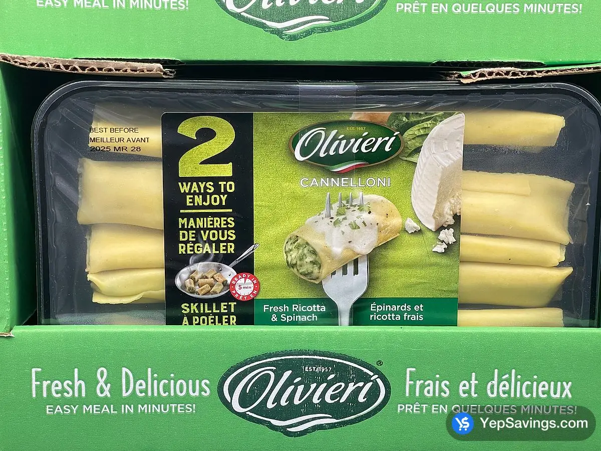OLIVIERI SPINACH & RICOTTA CANNELLONI 2 x 540 g ITM 1528788 at Costco