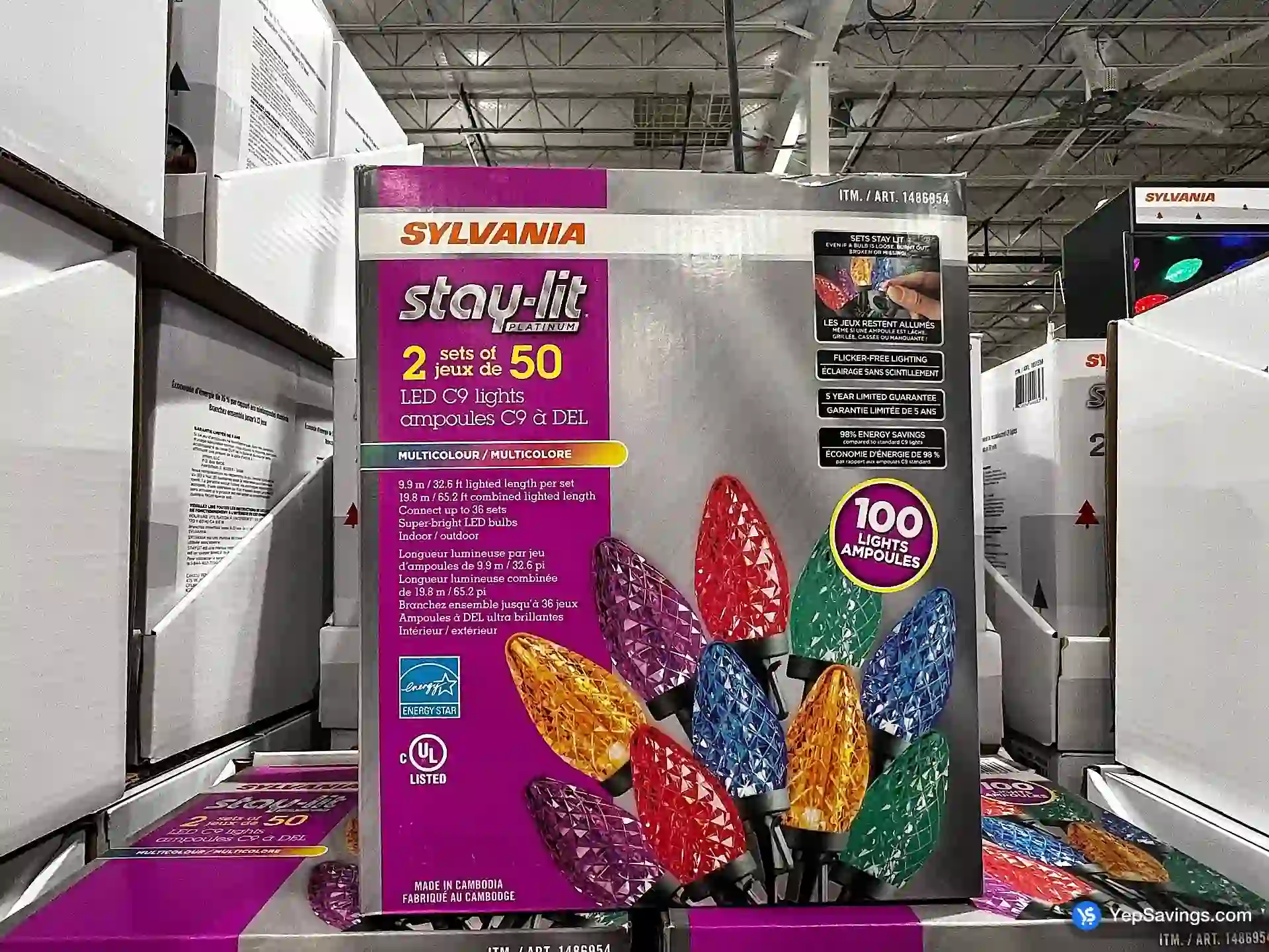Costco SYLVANIA STAY-LIT 2 SETS OF 50 LED C9 LIGHTS - Canada (ITM 1486954)