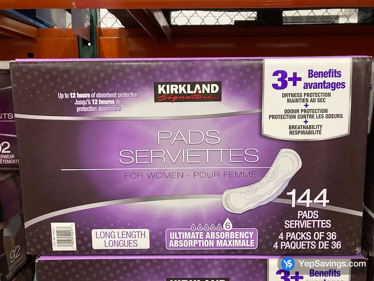 Costco KIRKLAND SIGNATURE LONG PADS 144 COUNT - Canada (ITM 995221)