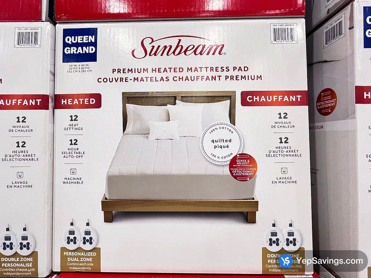Costco SUNBEAM HEATED MATTRESS PAD QUEEN - 60 " X 80 " - Canada (ITM 1009620)