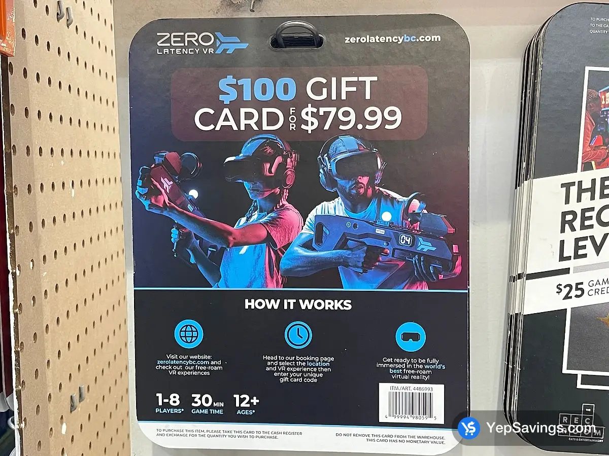 Costco ZERO LATENCY VIRTUAL REALITY 1 X $ 100 GC ITEM IS NON - REFUNDABLE - Canada (ITM 4486993)