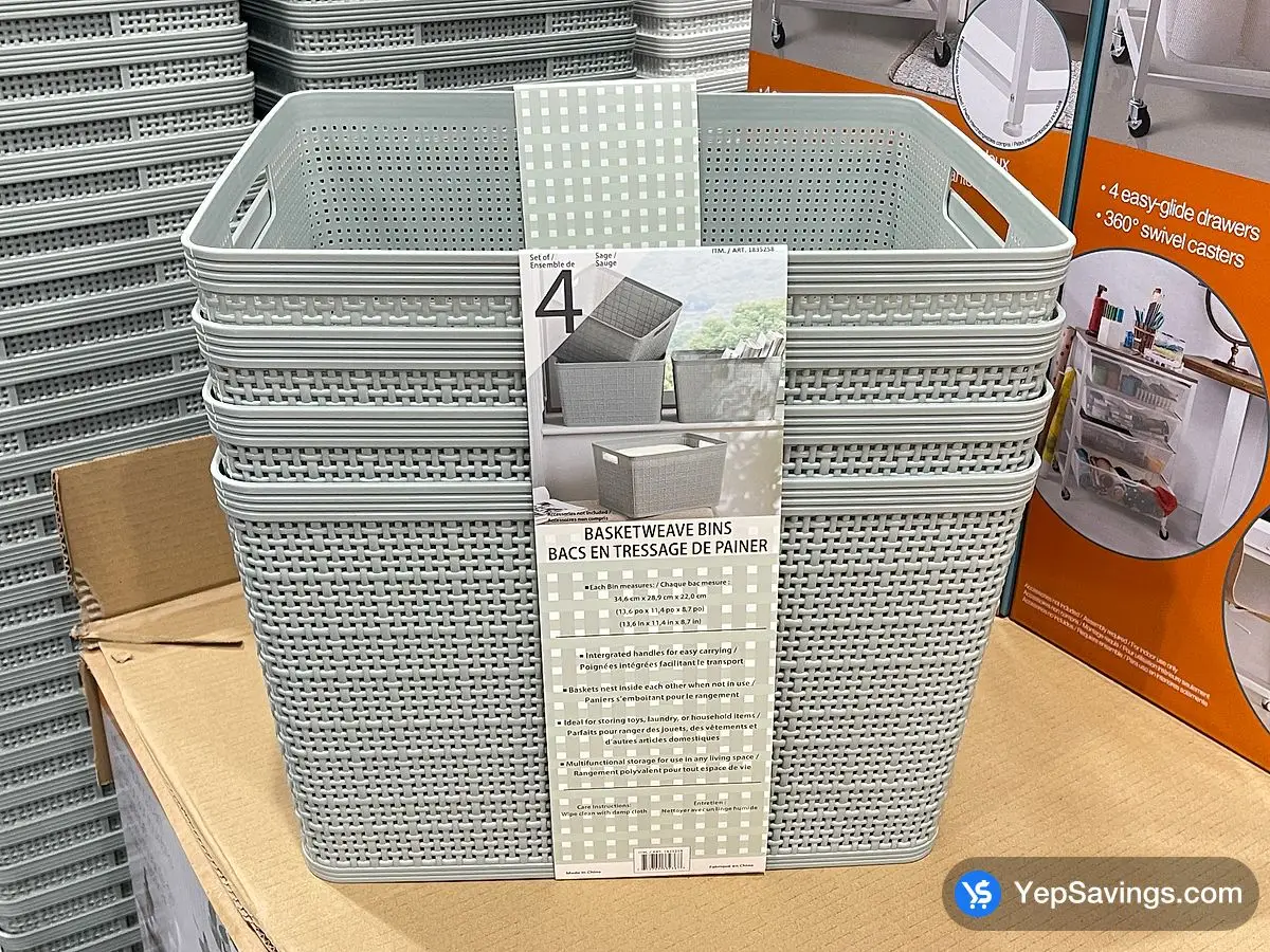 Costco BAUM PLASTIC STORAGE BINS PACK OF 4 - Canada (ITM 1835258)