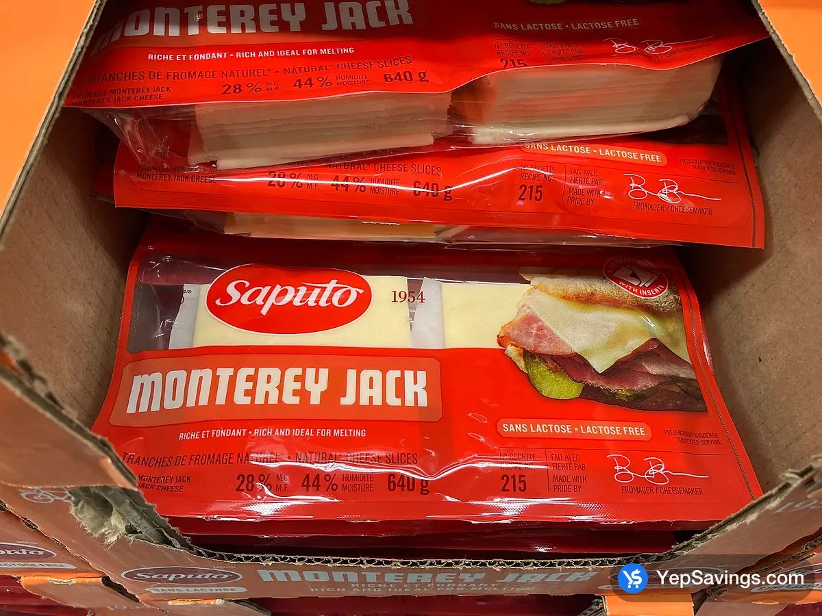 Costco SAPUTO MONTEREY JACK SLICES 640 g - Canada (ITM 1791650)