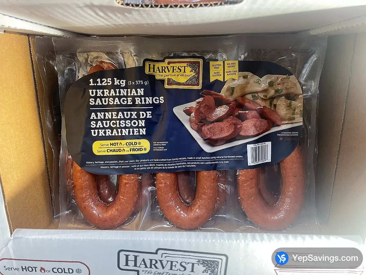 Costco HARVEST MEATS UKRAINIAN SAUSAGE RINGS 3 X 375g - Canada (ITM 1332139)