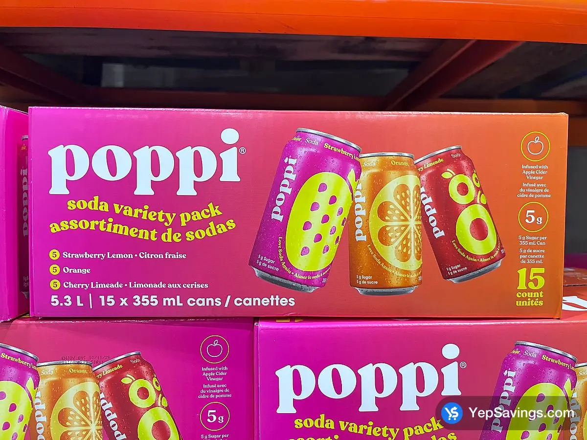 Costco POPPI SODA VARIETY PACK 15 x 355 mL - Canada (ITM 1839396)