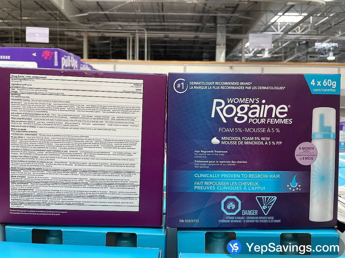 Costco ROGAINE WOMEN'S MINOXIDIL FOAM 5 % 4 x 60 G - Canada (ITM 2057354)