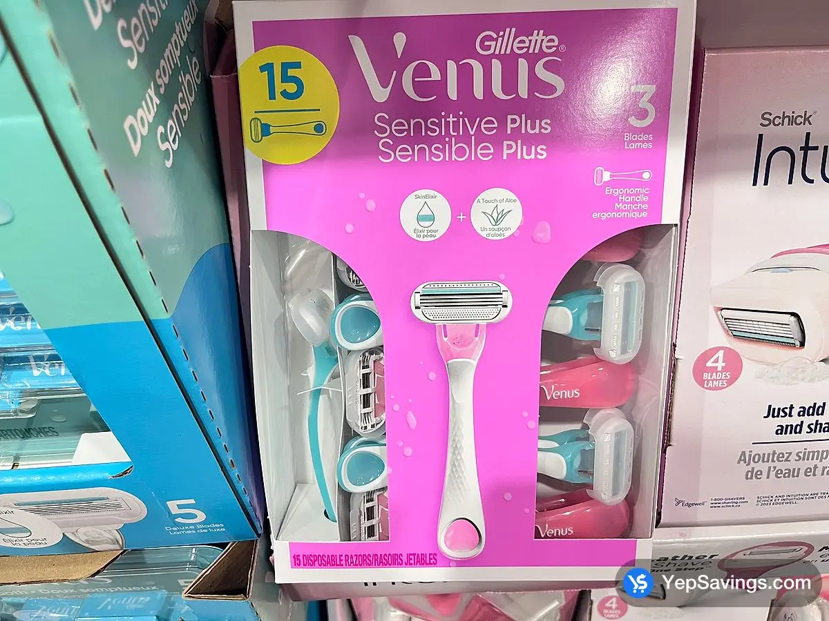 Costco VENUS SENSITVE PLUS ALOE DISPOSABLE RAZORS PACK OF 15 - Canada (ITM 1492769)