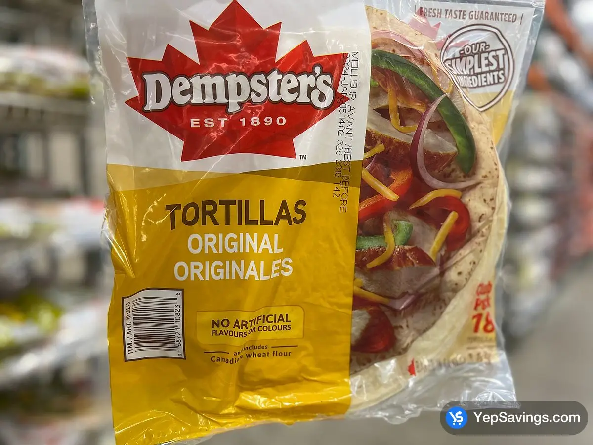 DEMPSTERS 10" ORIGINAL TORTILLAS 18 PACK 1.1 kg ITM 1218213 at Costco